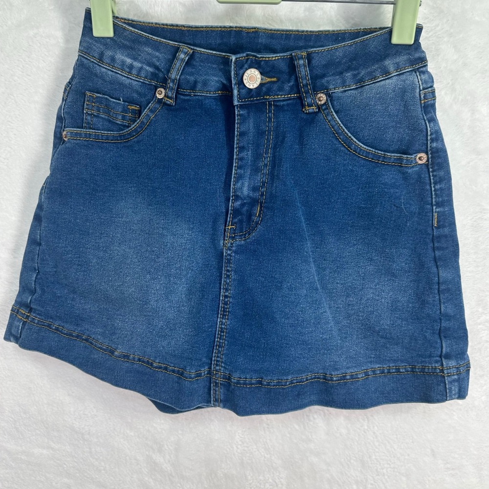 Jeans Skort Women S Blue Stretch Denim Mini Back Pockets Casual